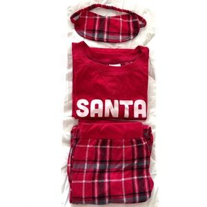 Festive Red Plaid Flannel Christmas Women's Pajama Set Santa Baby